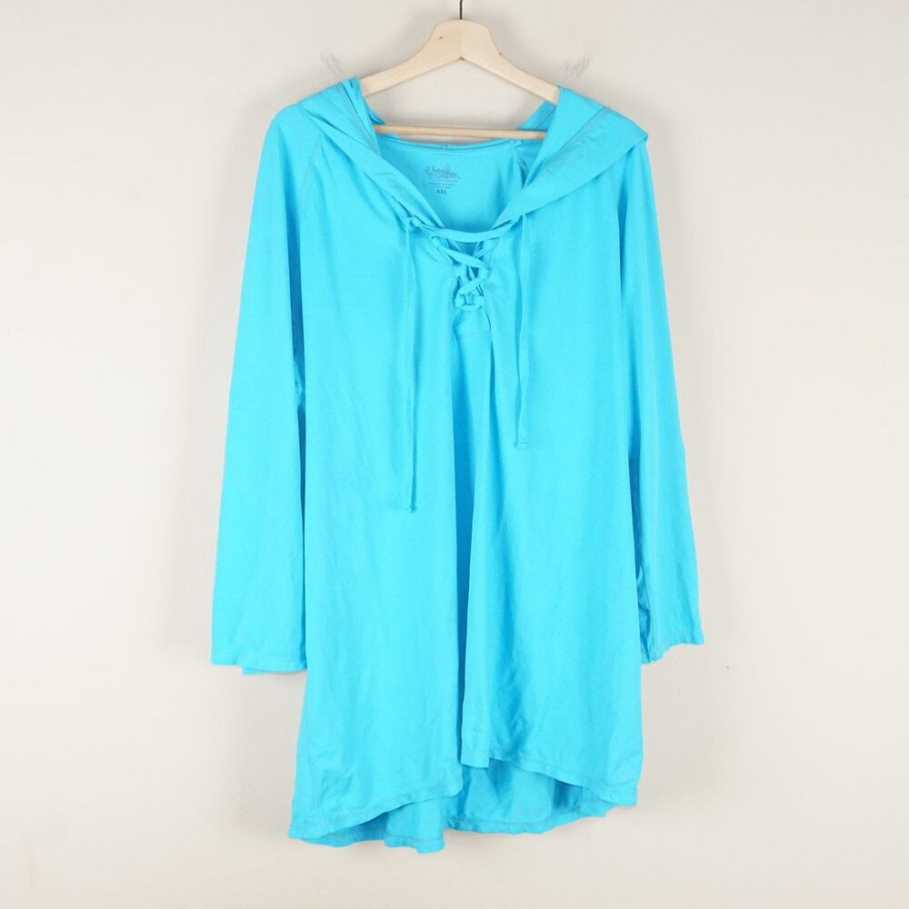 UV Skinz Hooded Blue Beach Cover Up Womens Sz 4XL